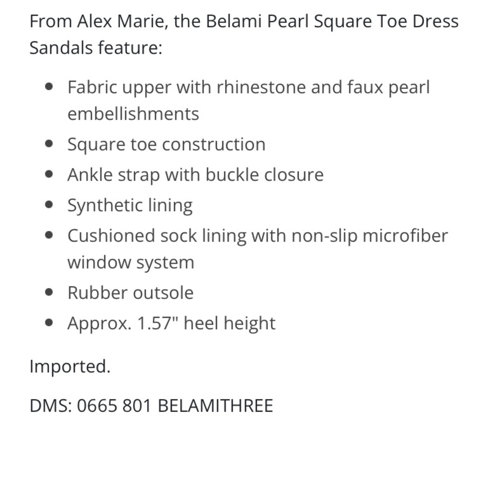 Alex Marie Belami Pearl Square Toe Dress Sandals Size 8.5 - Picture 5 of 7